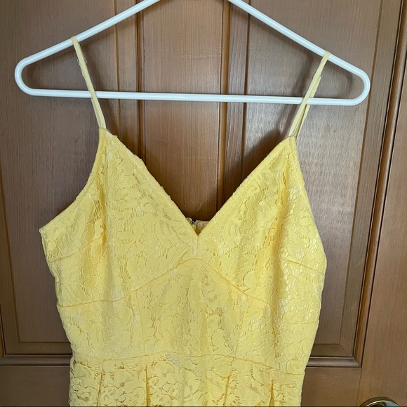 ABS Collection Allen Schwartz Canary Yellow Lace A Line Dress NWT - Picture 3 of 11